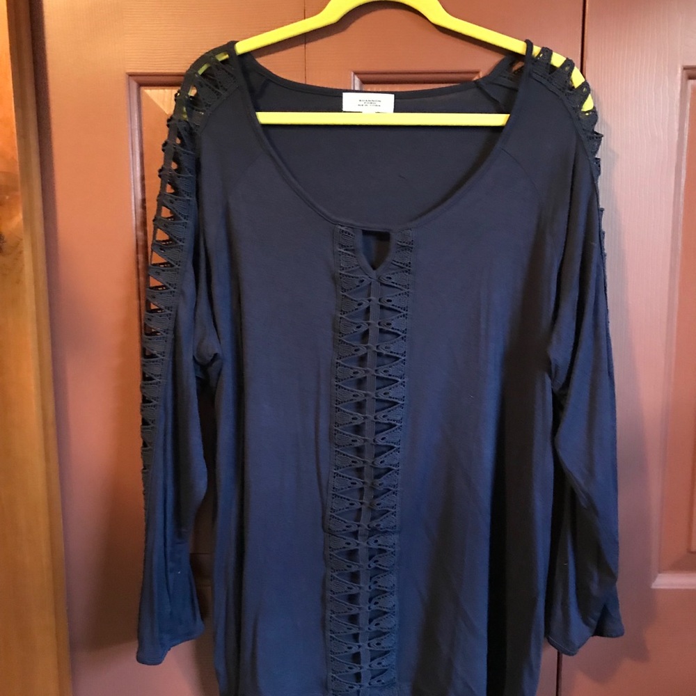 Shannon Ford New York Navy Blue Top with Lace.
